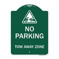 Signmission Designer Series Tow Away Zone W/ Graphic, Green & White Aluminum Sign, 18" x 24", GW-1824-22799 A-DES-GW-1824-22799